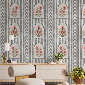 Handcrafted Jharokha Art Peel-and-Stick Wallpaper for Instant Indian Elegance