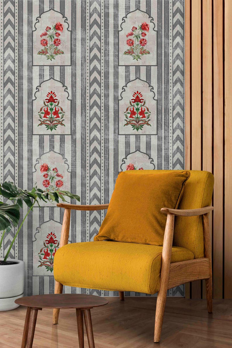 Handcrafted Jharokha Art Peelandstick Wallpaper for Instant Indian