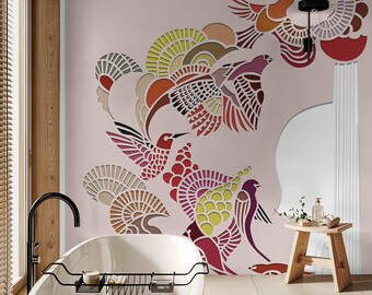 Entrance niche Abstract Bird Wallpaper Modern Vibrant Wallpaper Peel and Stick wallpaper for Room, Home,