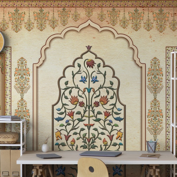 Papel pintado étnico de la India para decoración del hogar/inspirado en el pasado real artístico de la India