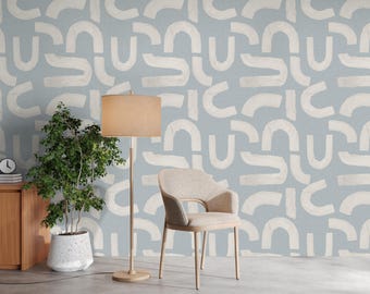 Geometric Wallpaper: Blue Abstract Pattern, Commercial Grade Peel and Stick