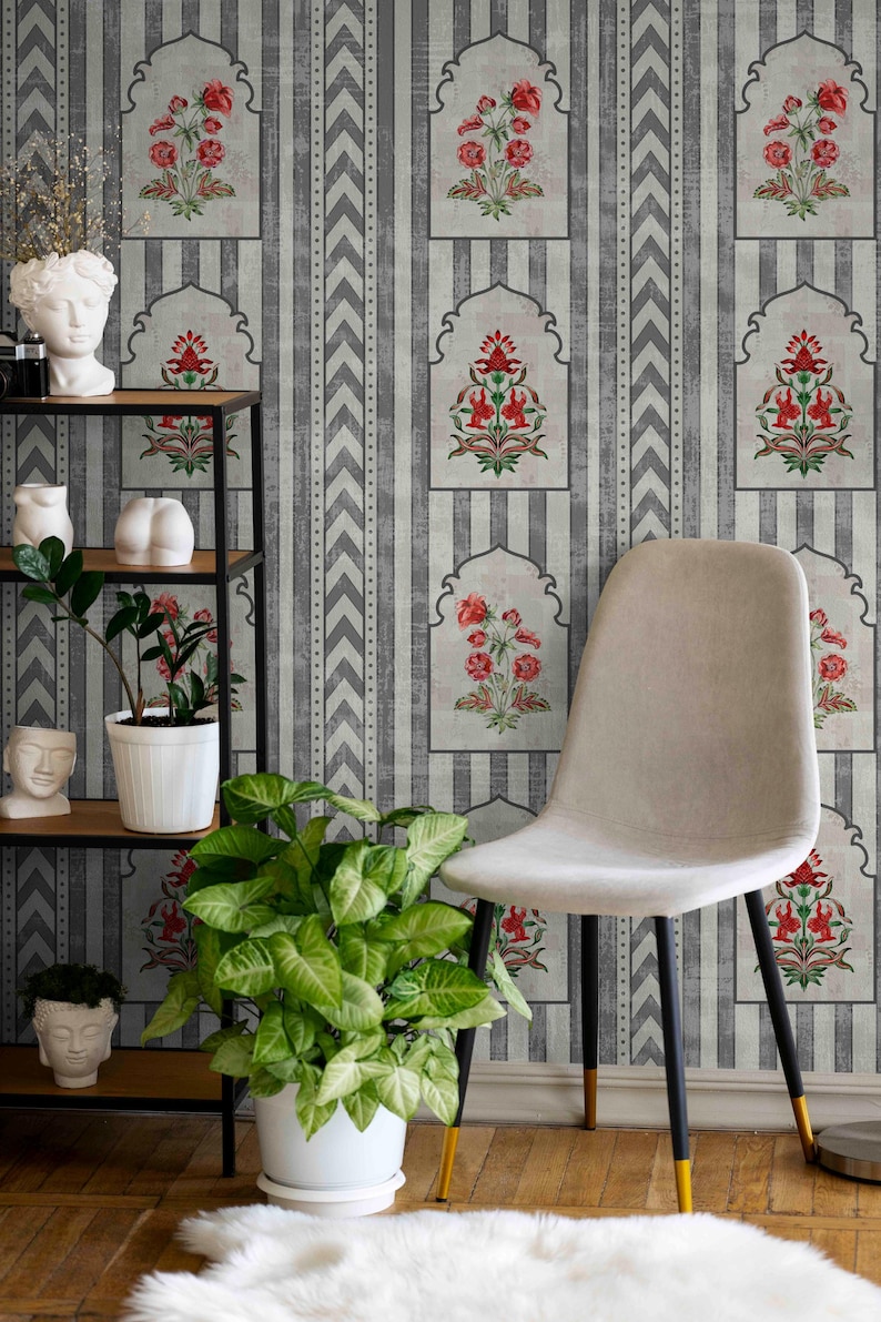 Handcrafted Jharokha Art Peelandstick Wallpaper for Instant Indian