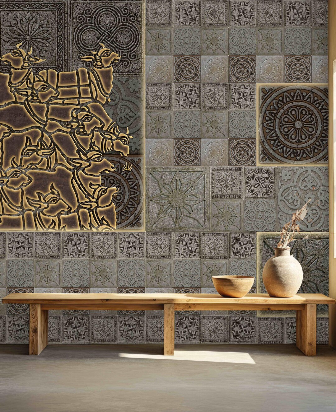 Moroccan Tile Wallpaper Damasco Patterns for Accent Walls and Home - Etsy