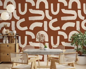 Terracotta Geometric Shapes, Peel and Stick Amber Rhythms Curves
