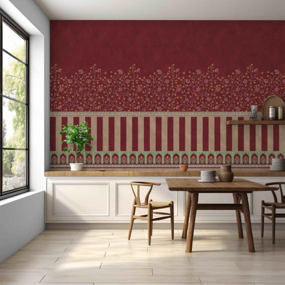 Burgundy Dining Room Wallpaper