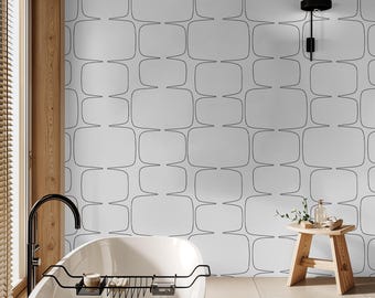 Geometric Wallpaper Line Art Decor Mid-Century, Peel and Stick