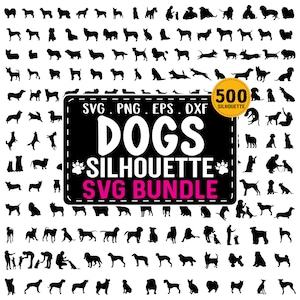 Honden silhouet MEGA bundel, honden silhouet SVG, A-Z hondenrassen, hond silhouet, hond silhouet PNG, hondenras SVG, honden silhouet Pack