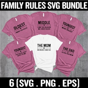 Familienregeln SVG-Bundle, lustige Familienregeln Shirts SVG, Geschwister Familienurlaub Shirt, passendes Familie Png-Bundle