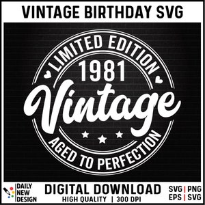 44. Geburtstag SVG, Vintage 1981 SVG, 44. Geburtstagsgeschenk für Frauen, 44. Geburtstagsgeschenk für Männer, 44. Geburtstag Freund, 1981 Geburtstag SVG