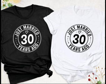 Just Married 30 Years Ago Svg, 30th Wedding Anniversary Matching Couples Shirt Svg, Husband And Wife Shirts Png, Married for 30 Years Design
