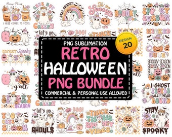 Retro Halloween PNG Sublimation Bundle, Retro Halloween Png, Groovy Halloween Sublimation Designs