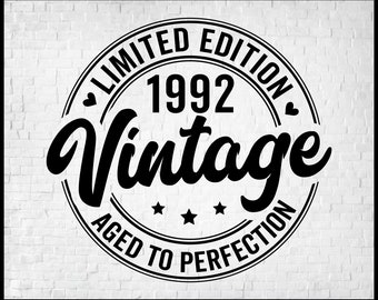 34e anniversaire SVG, SVG 1992 vintage, 34e cadeau d'anniversaire pour femme, 34e cadeau d'anniversaire pour homme, 34e anniversaire d'un ami, 1992 anniversaire SVG