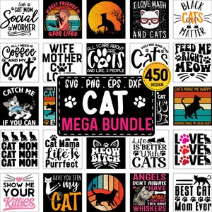 猫の SVG バンドル、猫の SVG PNG、猫好きの SVG、猫のお母さんの SVG、猫の名言の SVG、猫の格言の PNG、ペットの SVG バンドル、猫のビンテージの夕日、猫のシルエット