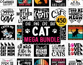 Cat SVG Bundle, Cat Svg Png, Cat Lover svg, Cat Mom svg, Cat Quotes svg, Cat Sayings Png, Pet svg Bundle, Cat Vintage Sunset, Cat Silhouette