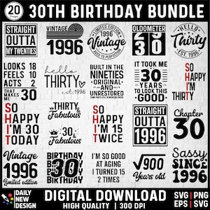 30-årsdag SVG-paket, vintagedesigner från 1996 (digital nedladdning)