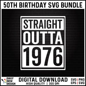 50th Birthday SVG Bundle, Vintage 1976 Birthday Gift Ideas, Fifty Svg for Shirts, Hello 50 Birthday Svg Cricut Cut Files Instant Download image 6
