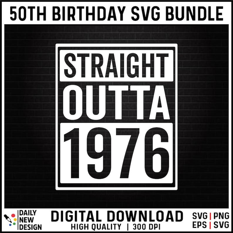 50th Birthday SVG Bundle, Vintage 1976 Birthday Gift Ideas, Fifty Svg for Shirts, Hello 50 Birthday Svg Cricut Cut Files Instant Download image 6