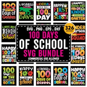 Pacchetto Svg di 100 giorni di scuola, file Svg di 100 giorni di scuola per Cricut, 100° giorno di scuola, 100 giorni più intelligenti Svg, Felici 100 giorni di scuola