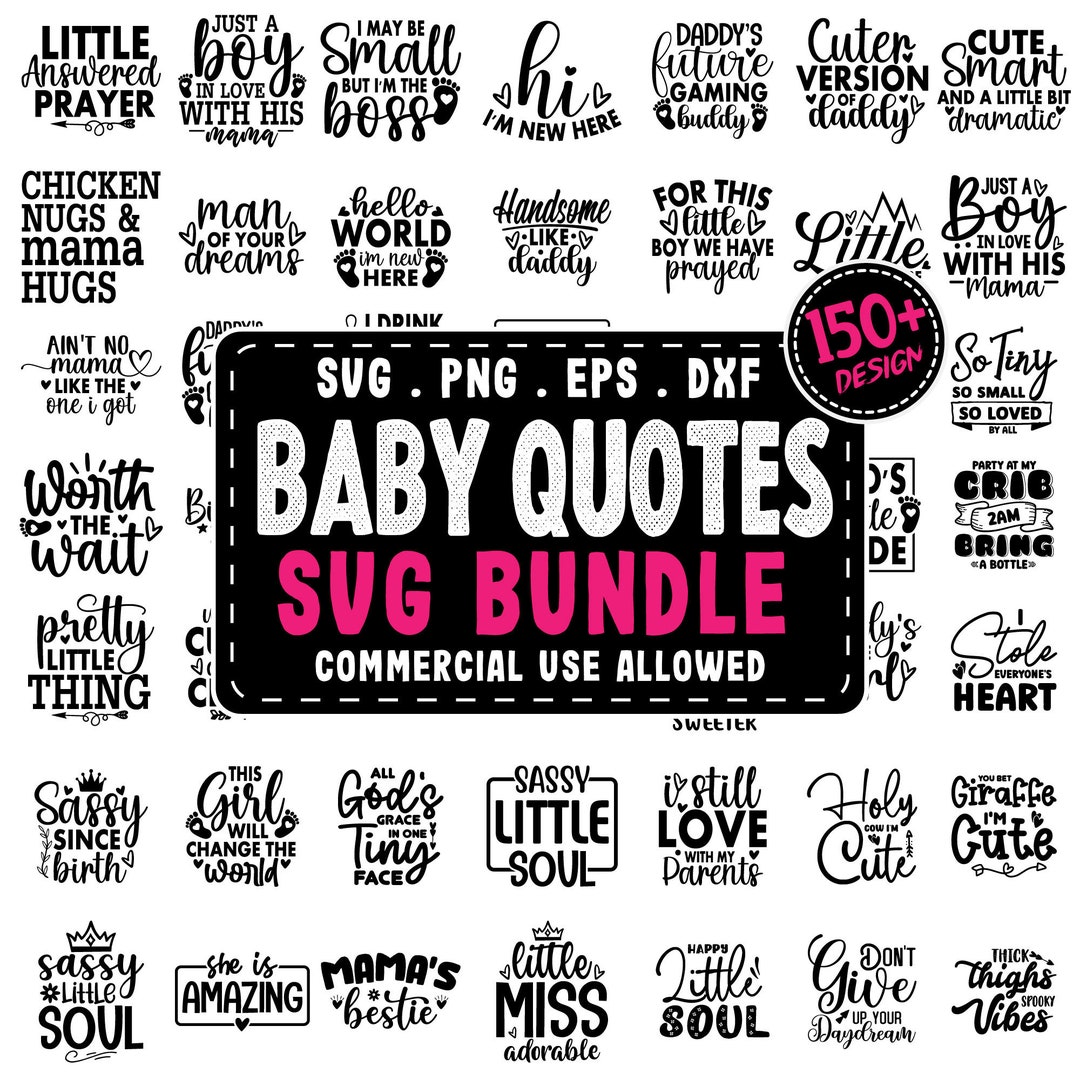 Baby Quotes Svg Bundle, Funny Baby Png Bundle, Baby Shower SVG, Cute ...