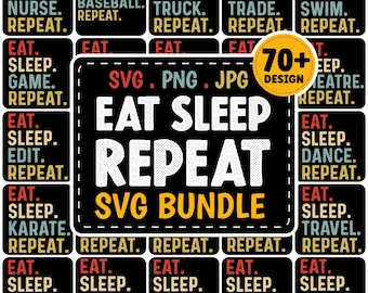Eat Sleep Rapport SVG-Bundle, Eat Sleep Hockey Svg, Svg-Dateien für Cricut, Baseball Rapport Svg, Eat Sleep Custom Rapport Png