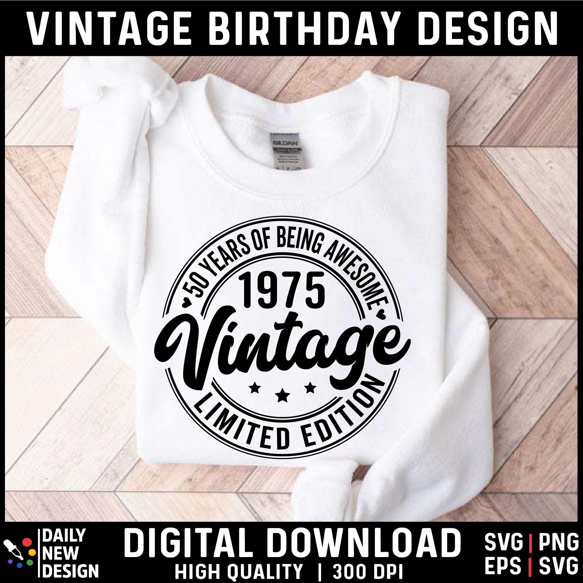 Vintage 1975 Svg, 50th Birthday Png, 50th Birthday Gift for