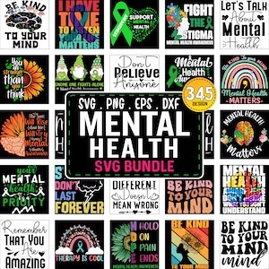 Mental Health SVG Bundle, Positive SVG, Motivational SVG, Hope Svg, Retro Mental Health Awareness, Cut Files for Cricut, Mental Health Png