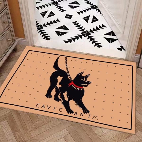 Grotte Canem mosaïque romaine paillasson latin méfiez-vous du chien bienvenue tapis de porte drôle histoire de l'art nerd pompéi nouveau cadeau de maison