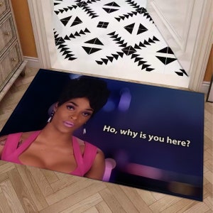 Felpudo divertido personalizado Ho Why Is You Here Joseline con diseño único y respaldo antideslizante para regalo de inauguración de la casa o decoración de entrada