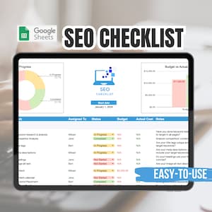SEO Checklist & guide - Search Engine Optimization - Increase Website Traffic 2025 | Google Sheets SEO Planner Template
