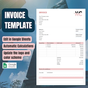 Invoice Template for Google Sheets | Invoice generator with automatic calculations | Easy-to-use and editable | Print to PDF