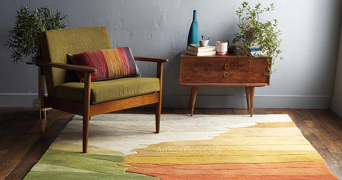 Modern Abstract Hand Tufted Wool Rug With Multicolor Gradient Design ...
