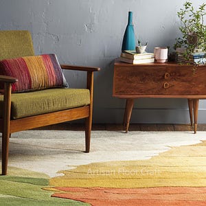 Modern Abstract Hand Tufted Wool Rug With Multicolor Gradient Design ...