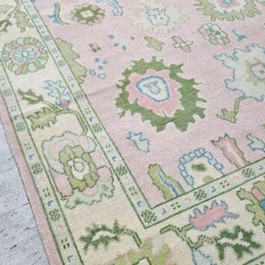 8x10 Light Pink Multi Size Contemporary Oushak Rug Soft Pink Accent 5x8, 6x9, 8x10, 9x12, 10x14 12x15 Rug Oversize Luxury Hand made Rug