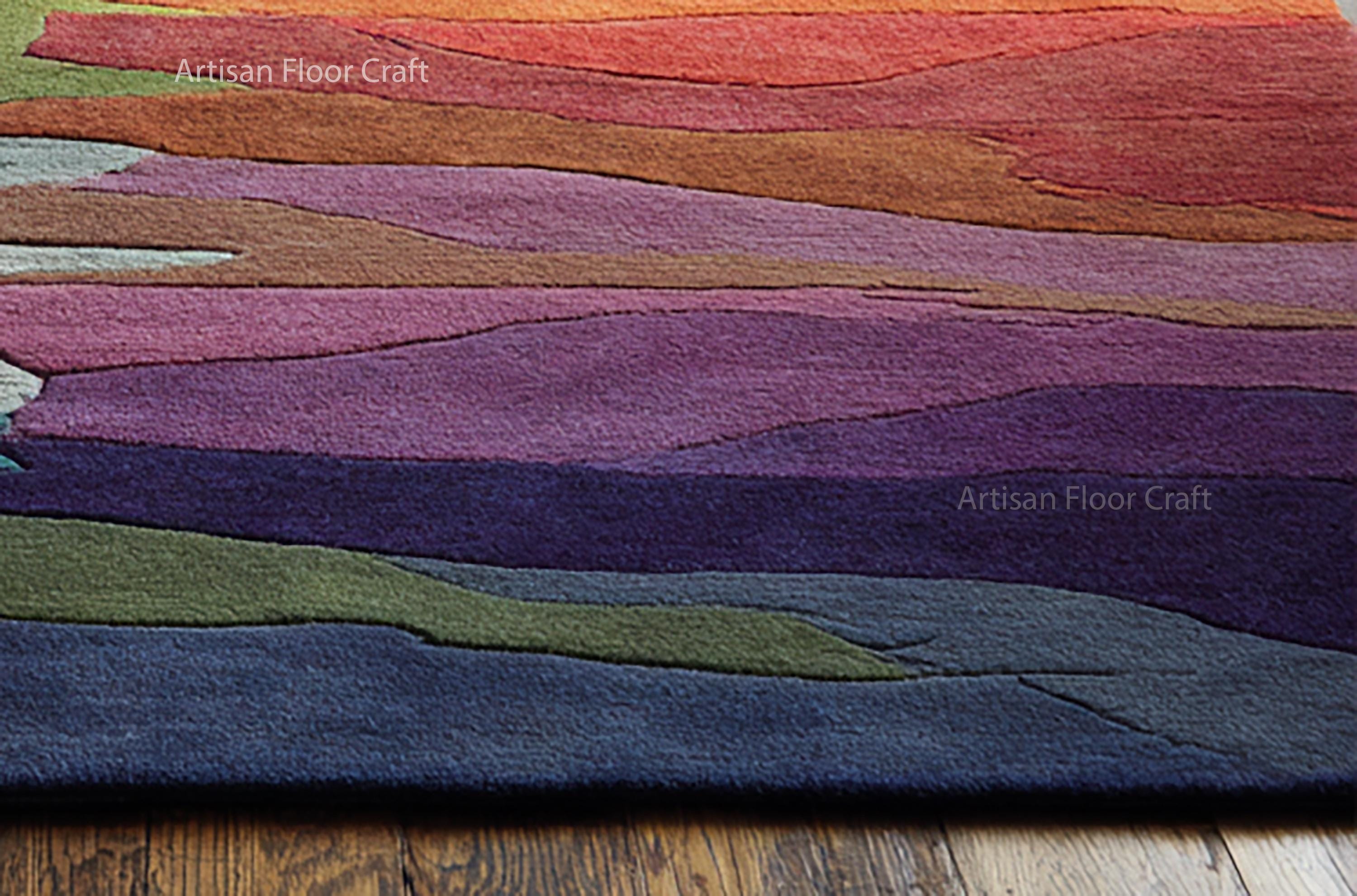 Modern Abstract Hand Tufted Wool Rug With Multicolor Gradient Design ...