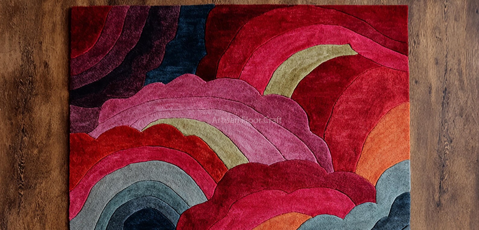 Modern Abstract Hand Tufted Wool Rug, Multicolor Rainbow Pattern ...