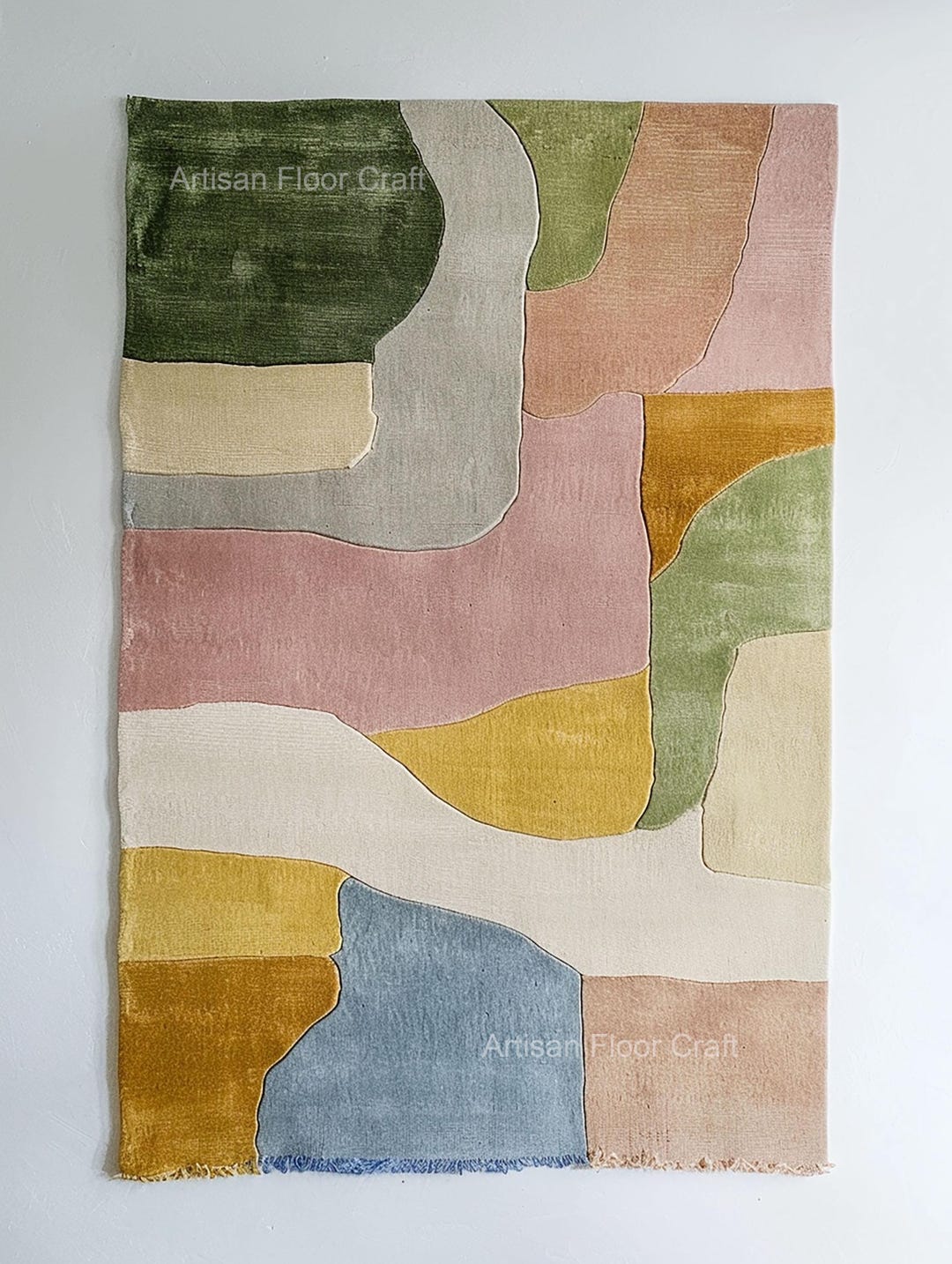 Pastel Multicolor Abstract Shape Rug Hand Tufted Wool Modern Artistic ...