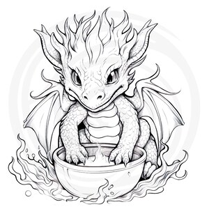Colorear Baby Dragons Clipart - 16 Alta Calidad - Fondo Blanco y Transparente - Imágenes para colorear - Descarga Digital - Uso Comercial imagen 5