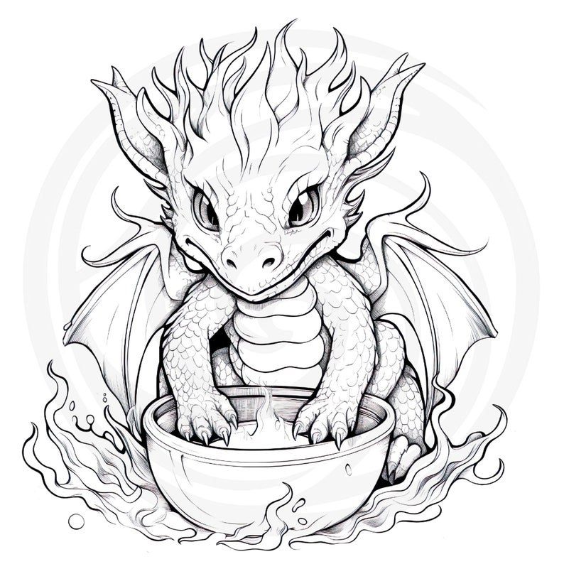Colorear Baby Dragons Clipart - 16 Alta Calidad - Fondo Blanco y Transparente - Imágenes para colorear - Descarga Digital - Uso Comercial imagen 5