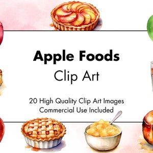 Apple Food Clipart - 20 High Quality Graphics - White & Transparent Background - Watercolor Illustration - Digital Download - Commercial Use