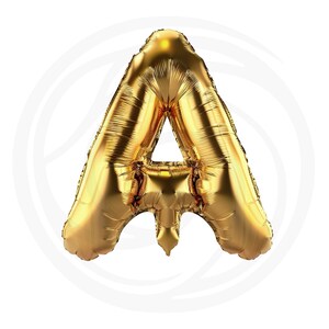 Puede incluir: Un globo de letra A dorado. El globo est&aacute; inflado y tiene un acabado brillante y met&aacute;lico.