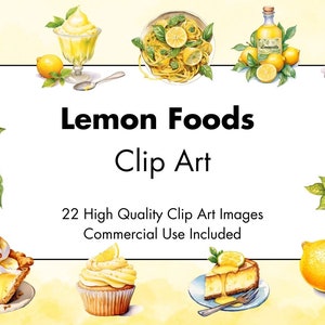 Lemon Food Clipart - 22 hochwertige Grafiken - weißer & transparenter Hintergrund - Aquarell Illustration - digitaler Download - kommerzielle Nutzung