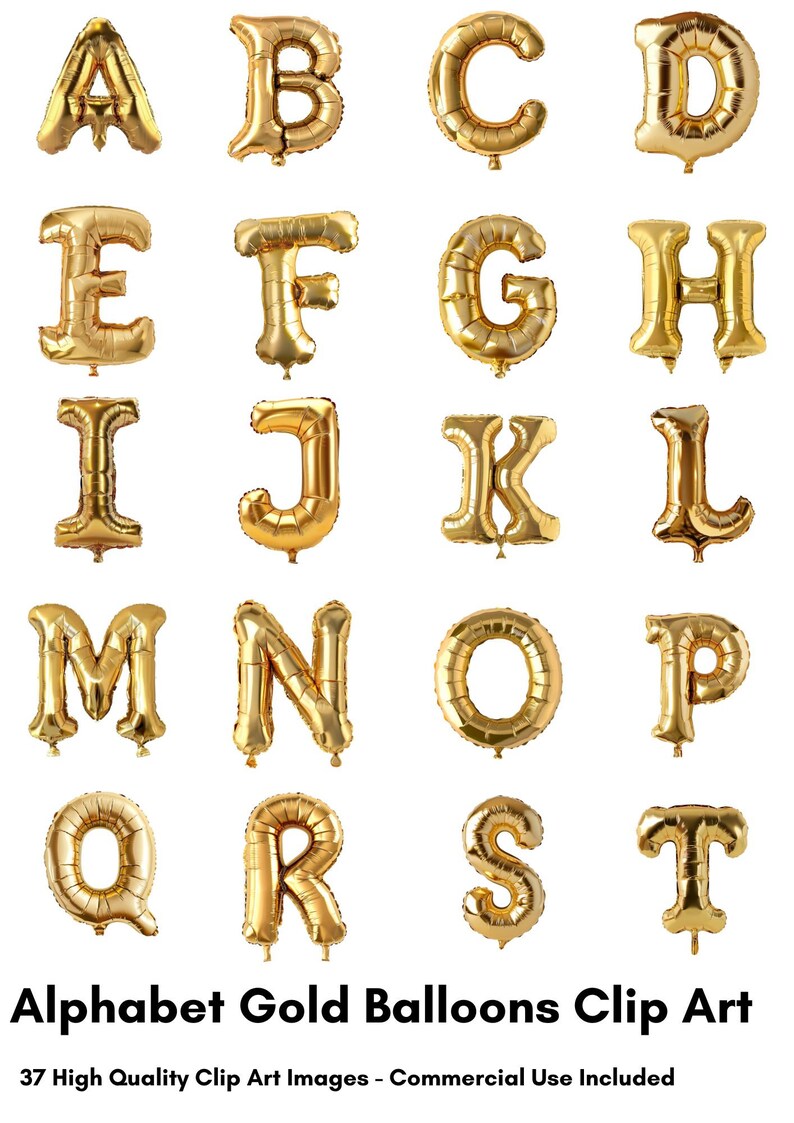 Puede incluir: Globos de letras doradas, cada letra es un globo separado. Los globos est&aacute;n inflados y tienen un acabado dorado brillante.