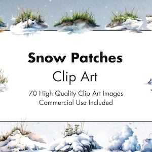 Clipart de plaques de neige - 70 PNG de haute qualité - fond blanc et transparent - Illustration aquarelle - pour un usage commercial