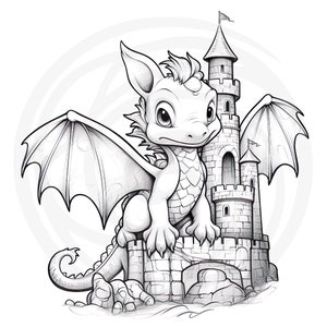 Colorear Baby Dragons Clipart - 16 Alta Calidad - Fondo Blanco y Transparente - Imágenes para colorear - Descarga Digital - Uso Comercial imagen 6