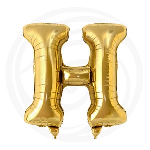 Puede incluir: Un globo de letra H de l&aacute;mina dorada. El globo est&aacute; inflado y listo para usarse en una fiesta o celebraci&oacute;n.