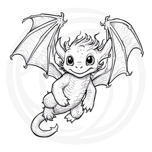 Colorear Baby Dragons Clipart - 16 Alta Calidad - Fondo Blanco y Transparente - Imágenes para colorear - Descarga Digital - Uso Comercial imagen 8