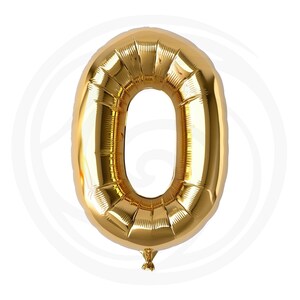 Puede incluir: Un globo de l&aacute;mina dorada con forma de n&uacute;mero cero. El globo est&aacute; inflado y listo para usarse en una fiesta o celebraci&oacute;n.
