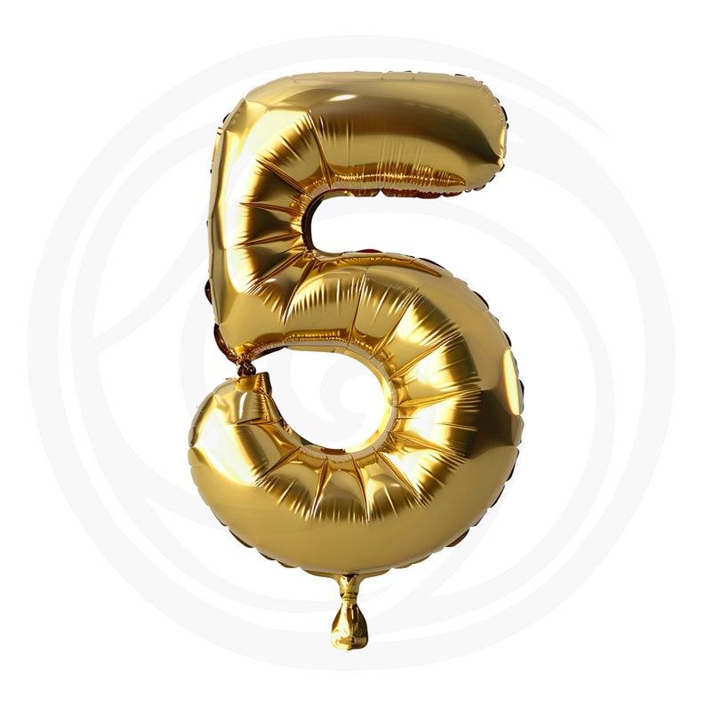 Puede incluir: Un globo de l&aacute;mina dorada con forma de n&uacute;mero 5. El globo est&aacute; inflado y listo para usarse en una fiesta o celebraci&oacute;n.
