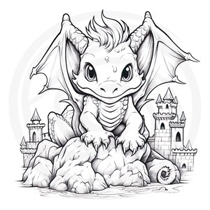 Colorear Baby Dragons Clipart - 16 Alta Calidad - Fondo Blanco y Transparente - Imágenes para colorear - Descarga Digital - Uso Comercial imagen 7