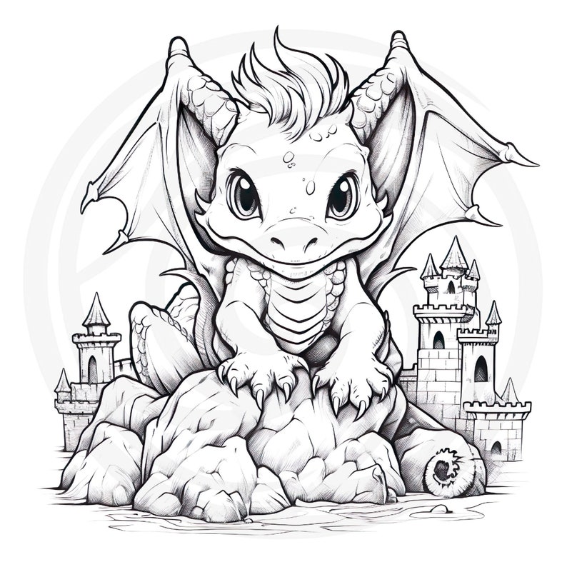 Colorear Baby Dragons Clipart - 16 Alta Calidad - Fondo Blanco y Transparente - Imágenes para colorear - Descarga Digital - Uso Comercial imagen 7